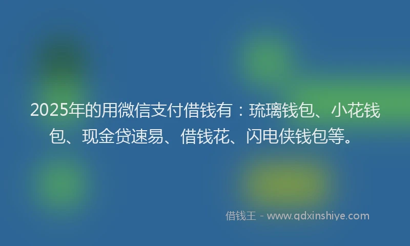 2025年的用微信支付借钱有:琉璃钱包、小花钱包、现金贷速易、借钱花、闪电侠钱包等。
