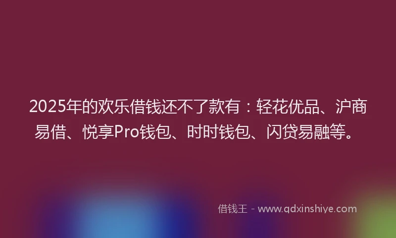 2025年的欢乐借钱还不了款有：轻花优品、沪商易借、悦享Pro钱包、时时钱包、闪贷易融等。