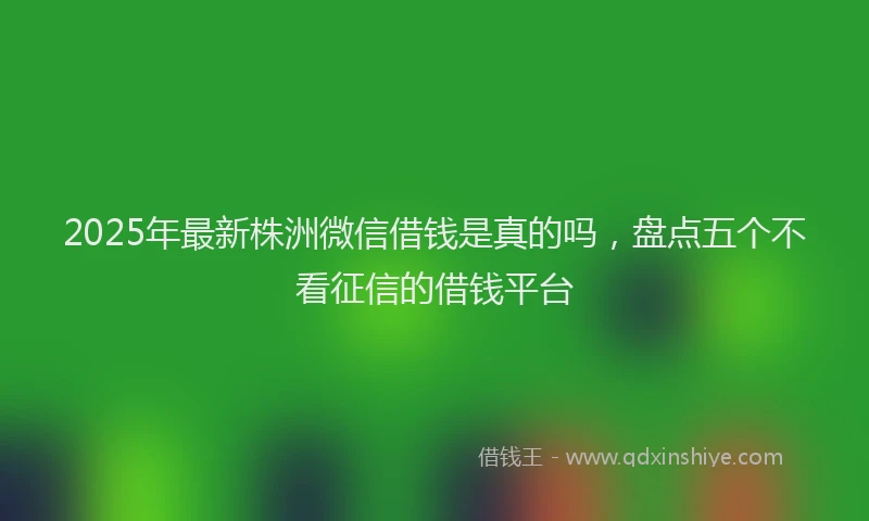 2025年最新株洲微信借钱是真的吗，盘点五个不看征信的借钱平台
