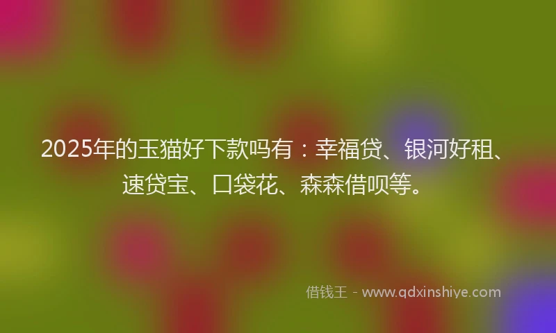2025年的玉猫好下款吗有：幸福贷、银河好租、速贷宝、口袋花、森森借呗等。