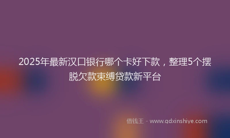 2025年最新汉口银行哪个卡好下款，整理5个摆脱欠款束缚贷款新平台
