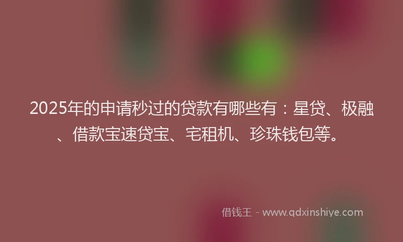 2025年的申请秒过的贷款有哪些有：星贷、极融、借款宝速贷宝、宅租机、珍珠钱包等。