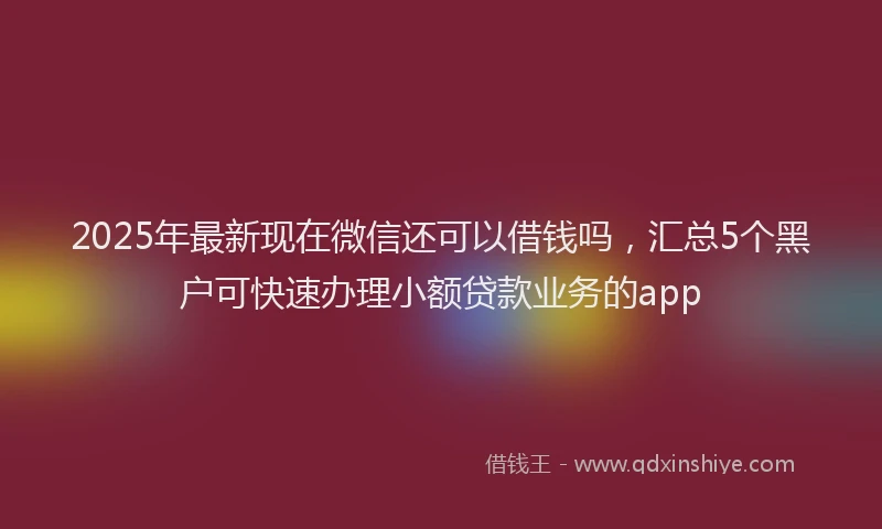2025年最新现在微信还可以借钱吗，汇总5个黑户可快速办理小额贷款业务的app