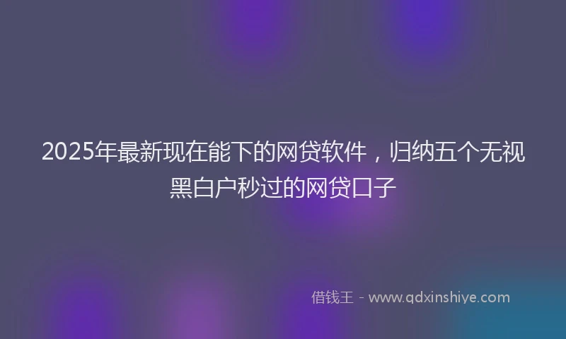 2025年最新现在能下的网贷软件，归纳五个无视黑白户秒过的网贷口子