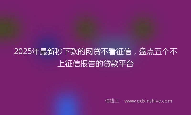 2025年最新秒下款的网贷不看征信，盘点五个不上征信报告的贷款平台