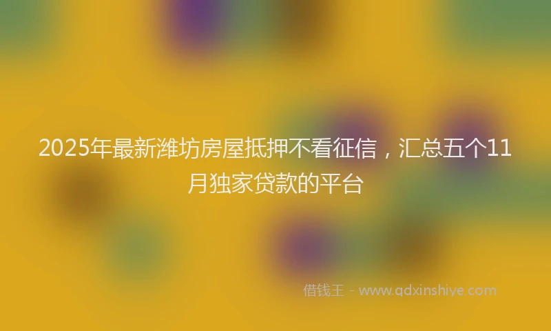 2025年最新潍坊房屋抵押不看征信，汇总五个11月独家贷款的平台