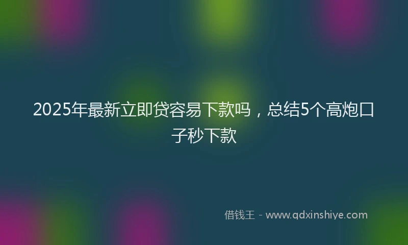 2025年最新立即贷容易下款吗，总结5个高炮口子秒下款