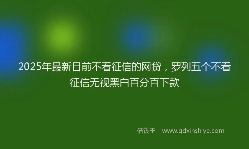 2025年最新目前不看征信的网贷，罗列五个不看征信无视黑白百分百下款
