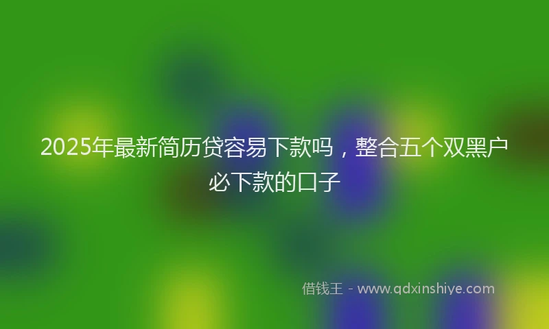 2025年最新简历贷容易下款吗，整合五个双黑户必下款的口子