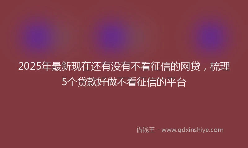2025年最新现在还有没有不看征信的网贷，梳理5个贷款好做不看征信的平台