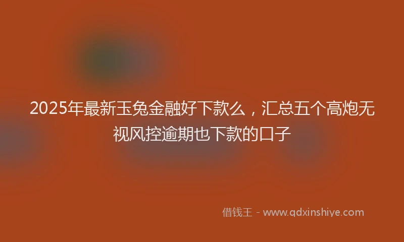 2025年最新玉兔金融好下款么，汇总五个高炮无视风控逾期也下款的口子