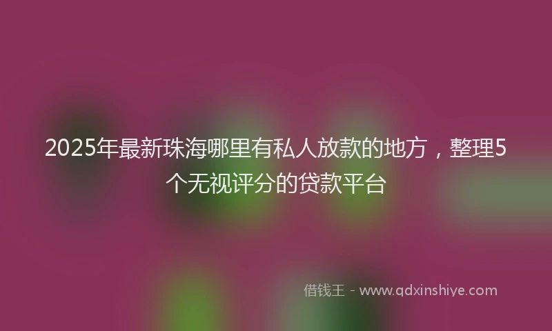 2025年最新珠海哪里有私人放款的地方，整理5个无视评分的贷款平台
