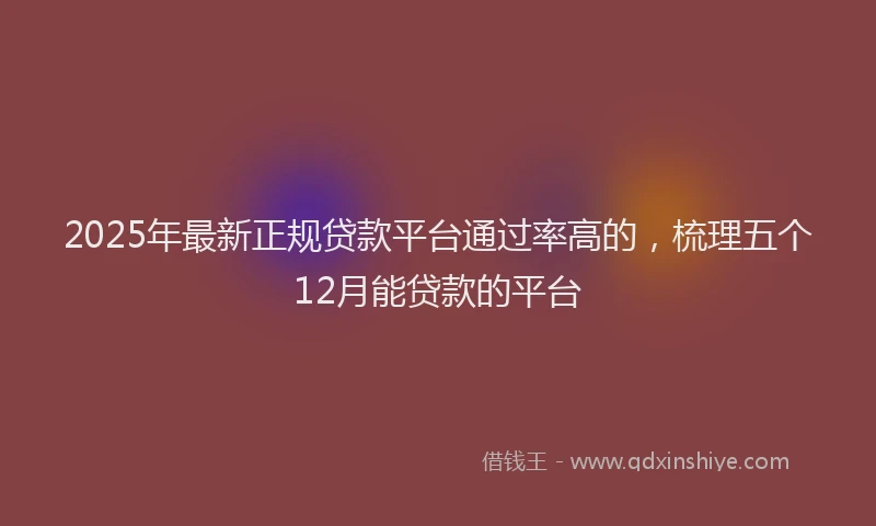 2025年最新正规贷款平台通过率高的，梳理五个12月能贷款的平台