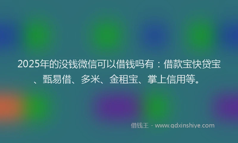 2025年的没钱微信可以借钱吗有：借款宝快贷宝、甄易借、多米、金租宝、掌上信用等。