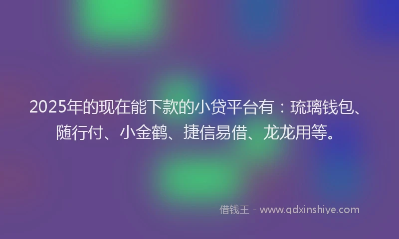 2025年的现在能下款的小贷平台有：琉璃钱包、随行付、小金鹤、捷信易借、龙龙用等。