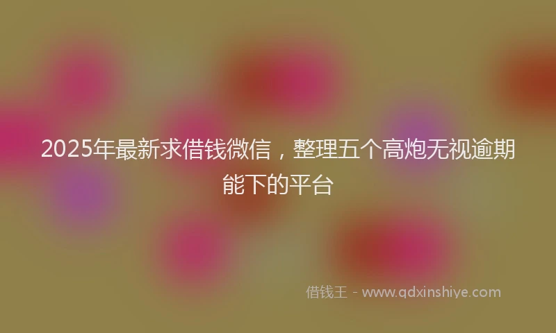 2025年最新求借钱微信，整理五个高炮无视逾期能下的平台