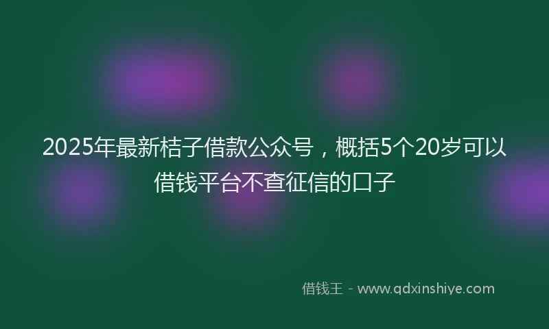 2025年最新桔子借款公众号，概括5个20岁可以借钱平台不查征信的口子
