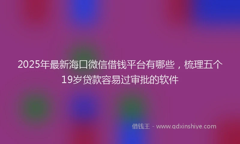 2025年最新海口微信借钱平台有哪些，梳理五个19岁贷款容易过审批的软件