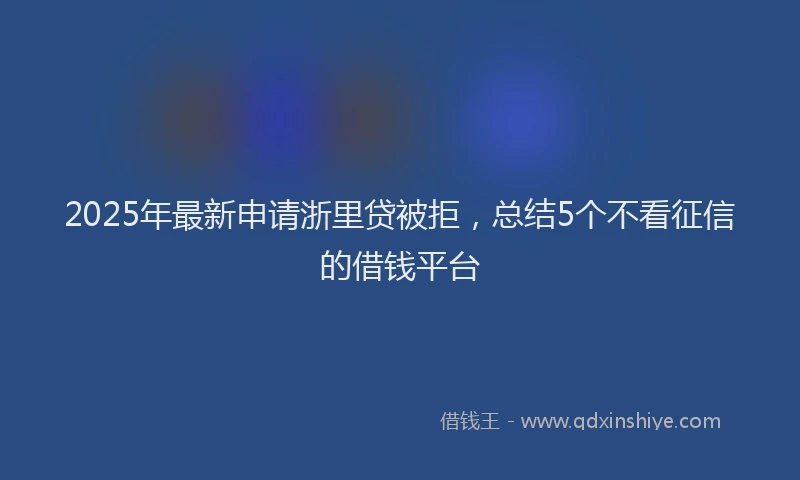 2025年最新申请浙里贷被拒，总结5个不看征信的借钱平台