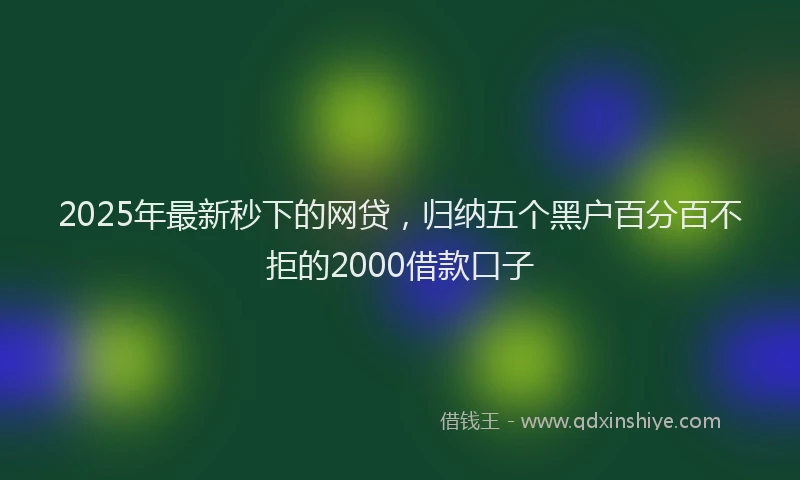 2025年最新秒下的网贷，归纳五个黑户百分百不拒的2000借款口子
