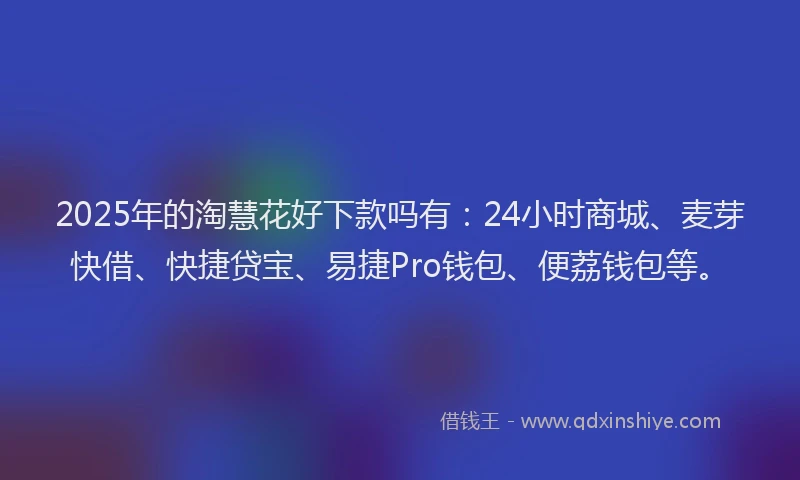 2025年的淘慧花好下款吗有：24小时商城、麦芽快借、快捷贷宝、易捷Pro钱包、便荔钱包等。