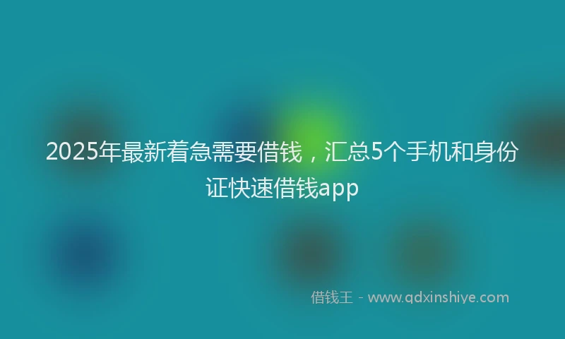 2025年最新着急需要借钱，汇总5个手机和身份证快速借钱app