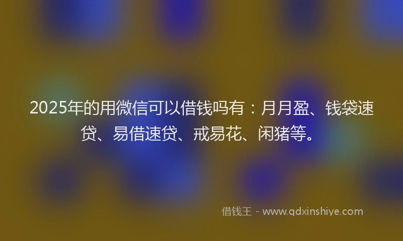 2025年的用微信可以借钱吗有：月月盈、钱袋速贷、易借速贷、戒易花、闲猪等。