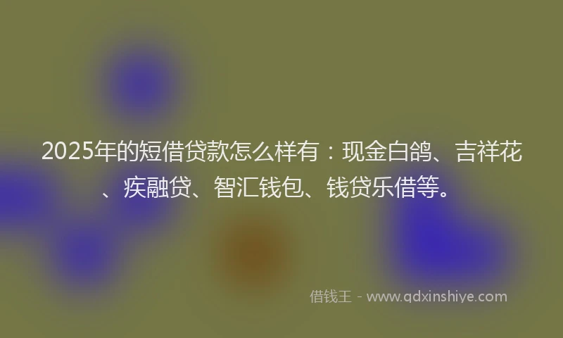 2025年的短借贷款怎么样有：现金白鸽、吉祥花、疾融贷、智汇钱包、钱贷乐借等。