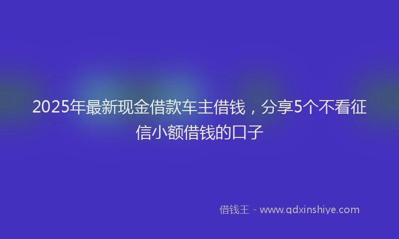 2025年最新现金借款车主借钱，分享5个不看征信小额借钱的口子