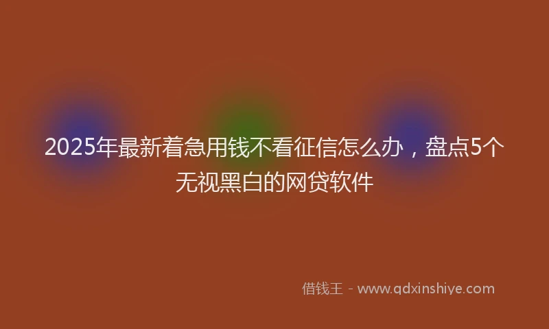 2025年最新着急用钱不看征信怎么办，盘点5个无视黑白的网贷软件