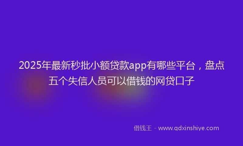 2025年最新秒批小额贷款app有哪些平台，盘点五个失信人员可以借钱的网贷口子
