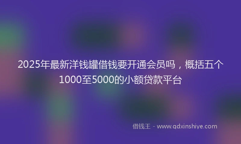 2025年最新洋钱罐借钱要开通会员吗，概括五个1000至5000的小额贷款平台