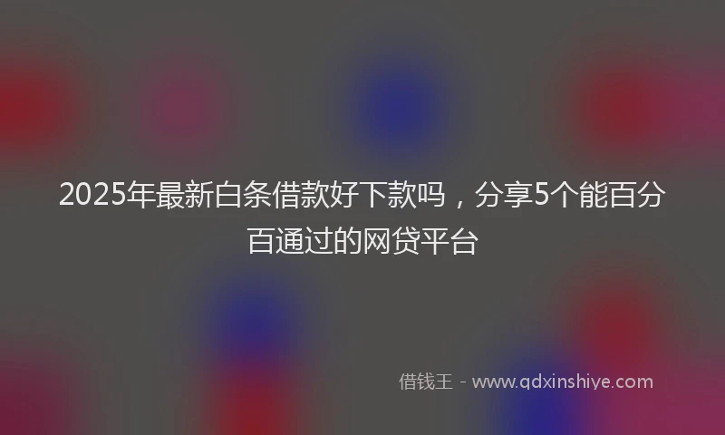 2025年最新白条借款好下款吗，分享5个能百分百通过的网贷平台