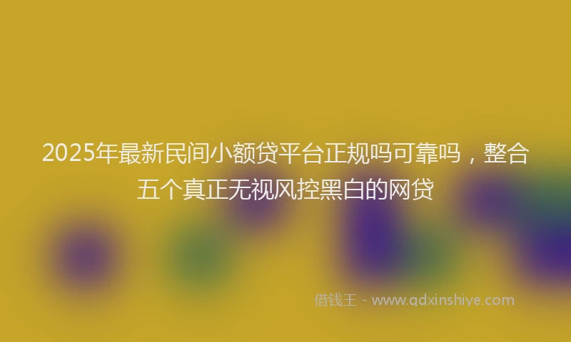 2025年最新民间小额贷平台正规吗可靠吗，整合五个真正无视风控黑白的网贷