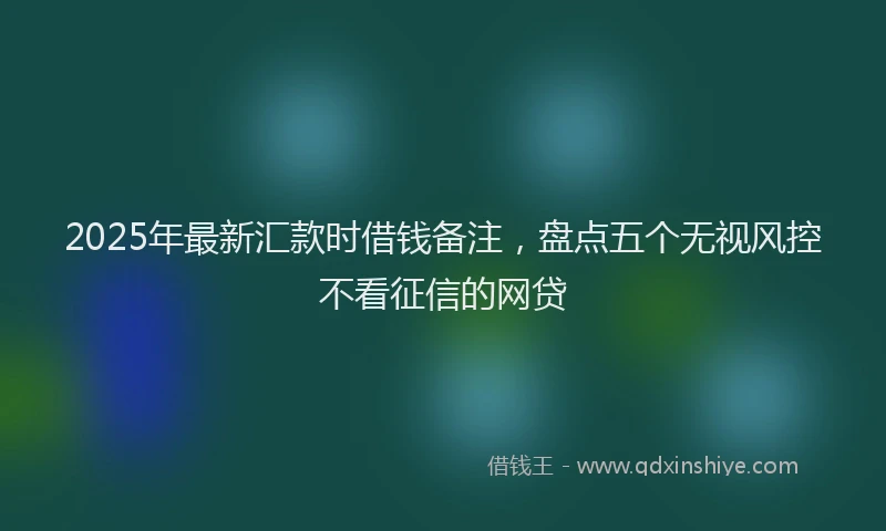 2025年最新汇款时借钱备注，盘点五个无视风控不看征信的网贷