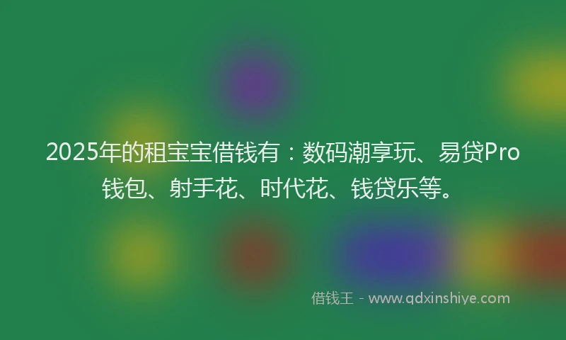 2025年的租宝宝借钱有：数码潮享玩、易贷Pro钱包、射手花、时代花、钱贷乐等。