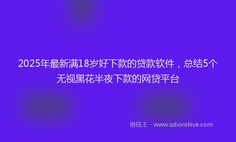 2025年最新满18岁好下款的贷款软件，总结5个无视黑花半夜下款的网贷平台