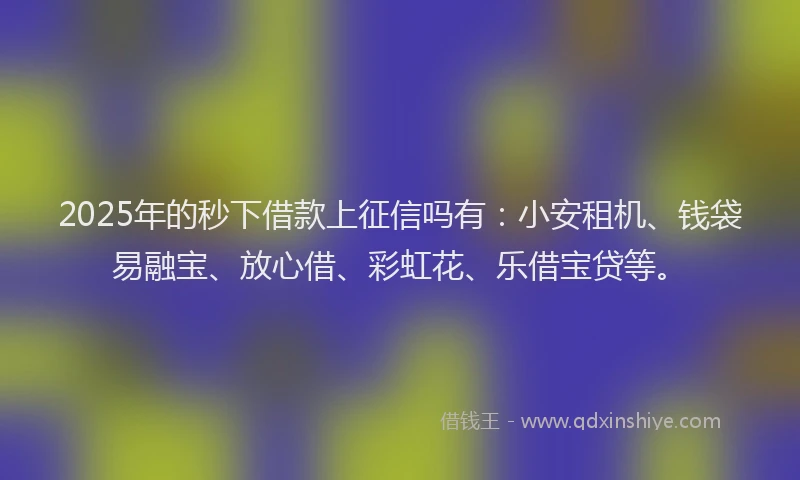 2025年的秒下借款上征信吗有：小安租机、钱袋易融宝、放心借、彩虹花、乐借宝贷等。