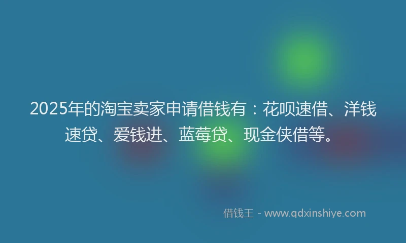 2025年的淘宝卖家申请借钱有：花呗速借、洋钱速贷、爱钱进、蓝莓贷、现金侠借等。