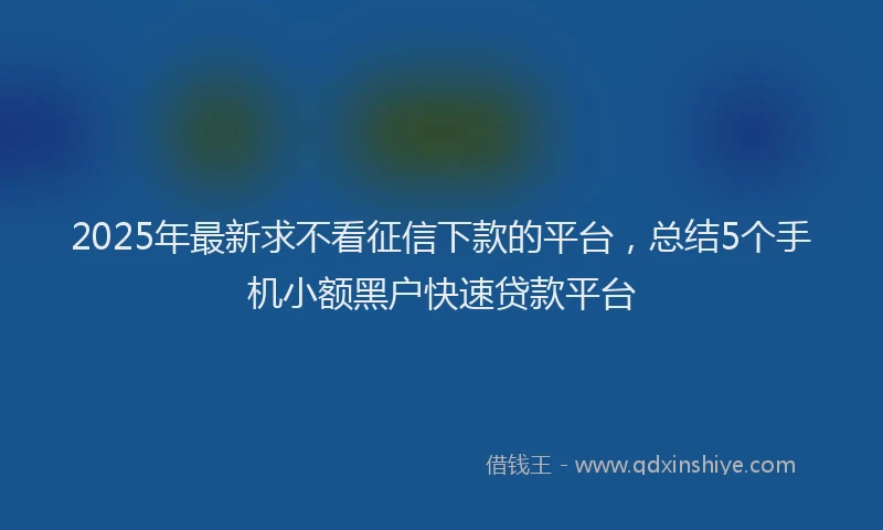 2025年最新求不看征信下款的平台，总结5个手机小额黑户快速贷款平台