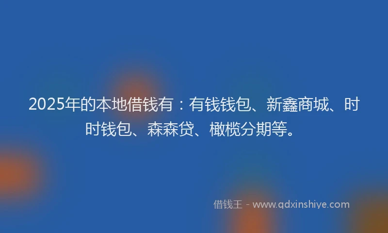 2025年的本地借钱有：有钱钱包、新鑫商城、时时钱包、森森贷、橄榄分期等。