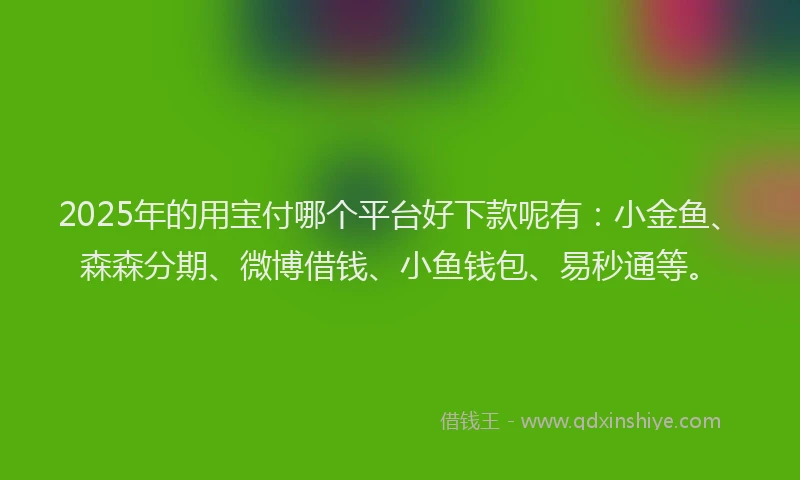 2025年的用宝付哪个平台好下款呢有：小金鱼、森森分期、微博借钱、小鱼钱包、易秒通等。