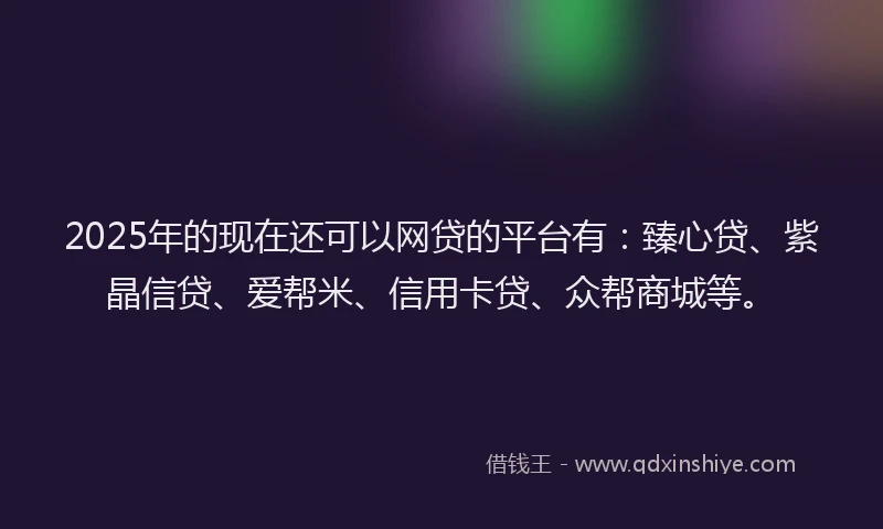 2025年的现在还可以网贷的平台有：臻心贷、紫晶信贷、爱帮米、信用卡贷、众帮商城等。