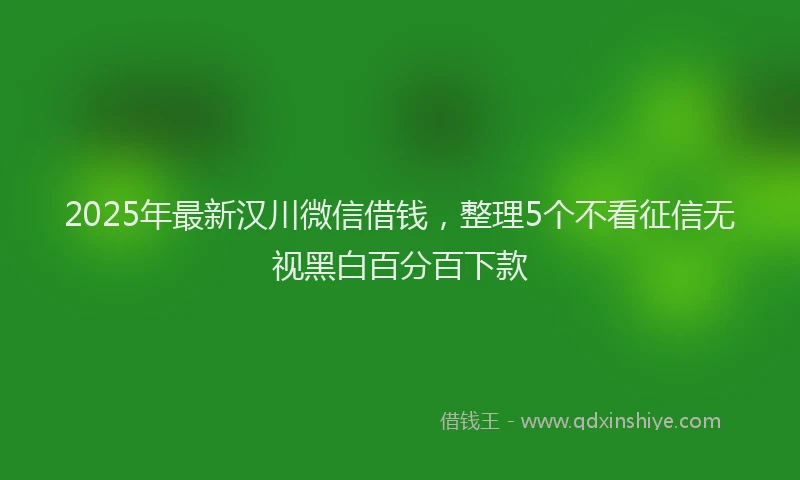 2025年最新汉川微信借钱,整理5个不看征信无视黑白百分百下款