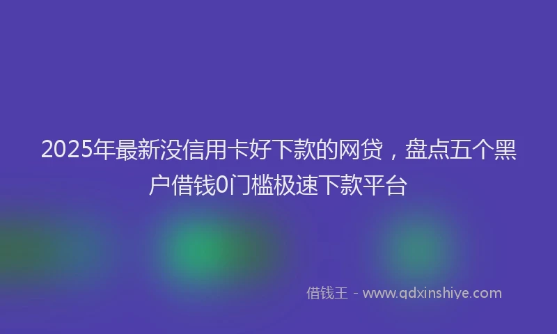2025年最新没信用卡好下款的网贷,盘点五个黑户借钱0门槛极速下款平台