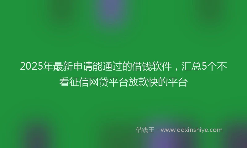 2025年最新申请能通过的借钱软件，汇总5个不看征信网贷平台放款快的平台