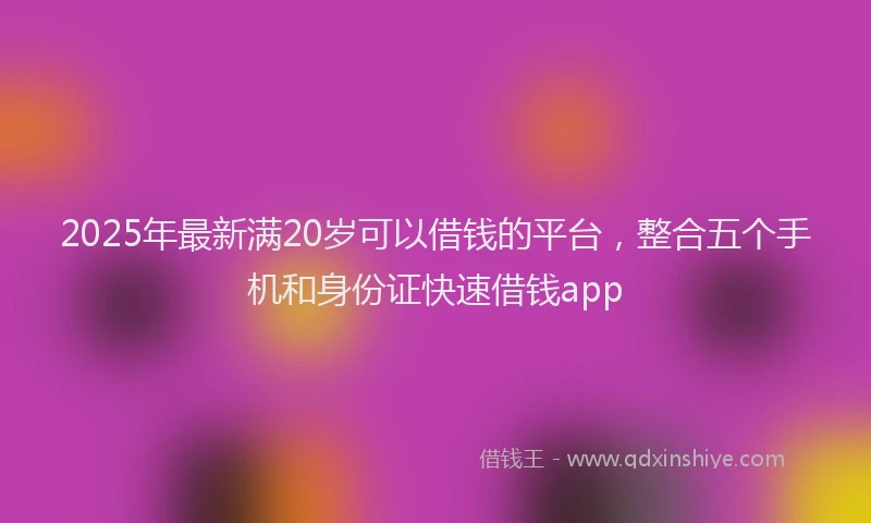 2025年最新满20岁可以借钱的平台，整合五个手机和身份证快速借钱app
