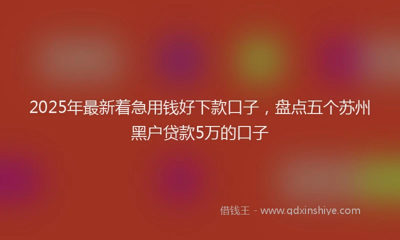 2025年最新着急用钱好下款口子，盘点五个苏州黑户贷款5万的口子