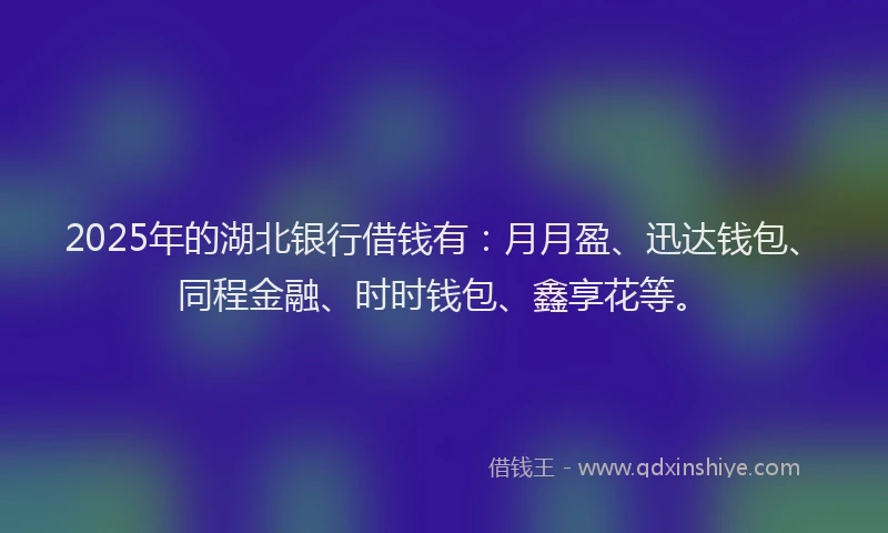 2025年的湖北银行借钱有：月月盈、迅达钱包、同程金融、时时钱包、鑫享花等。