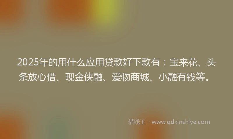 2025年的用什么应用贷款好下款有：宝来花、头条放心借、现金侠融、爱物商城、小融有钱等。